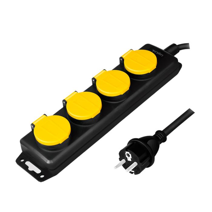 logilink-lps212-outdoor-power-strip-4-way-black.jpg Πολύπριζο εξωτερικού χώρου LogiLink LPS212 4 θέσεων μαύρο με καπάκια προστασίας και IP44 στεγανότητα