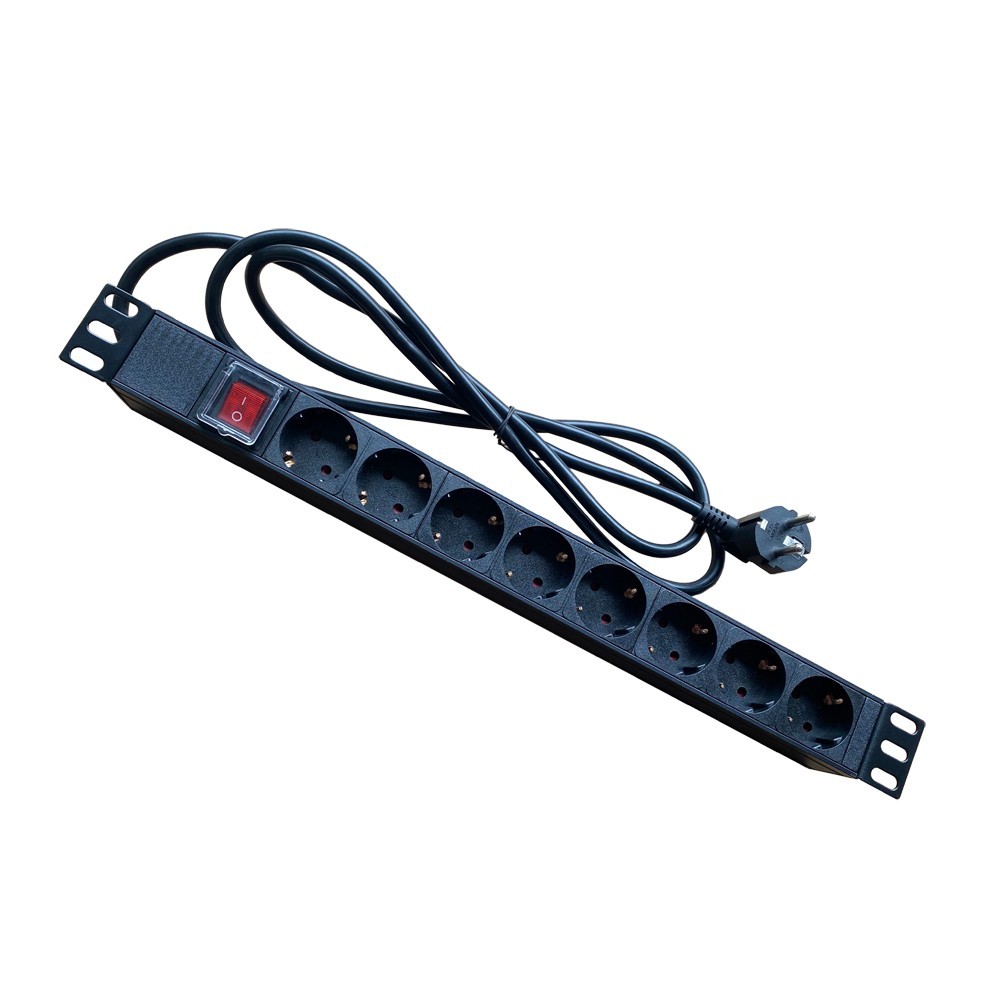 0285377 Πολύπριζο 8 Θέσεων 1U Power On PDU-8 με Διακόπτη - Image 1