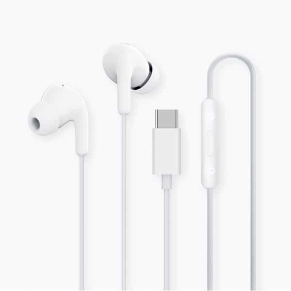 Λευκά Xiaomi Earphones In-ear με βύσμα USB-C και ενσωματωμένο χειριστήριο