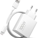 Xiaomi Φορτιστής GaN 100W λευκός με καλώδιο USB-C και θύρα USB-A
