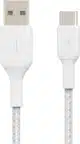 Belkin Braided Καλώδιο USB-C USB-A Λευκό 1m με φόρτιση 15W, αντοχή 30.000 bends και πιστοποίηση USB-IF