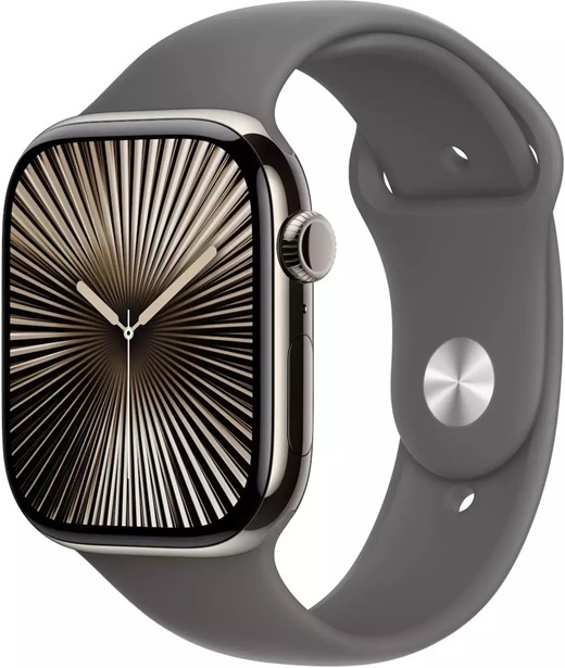 applewatchseries10cellulartitanium42mmadiavrochomeesimkaipalmografonaturaltitaniumcasewithstonegreysportband Apple Watch Series 10 42mm Natural Titanium Case Store Gray Sport Band S M + Cellular Eu - Image 1