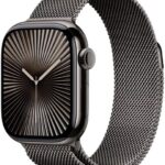 Apple Watch Series 10 Cellular Titanium 42mm Αδιάβροχο με eSIM και Παλμογράφο (Gold - Milanese Loop Natural)